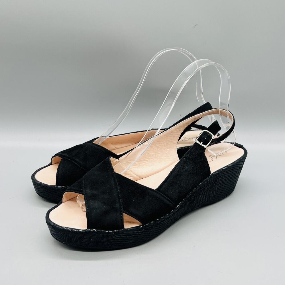 Rangoni By Amalfi Sandals Womens 8 Black Suede Slingback Platform‎ Wedge Shoes - Picture 3 of 11